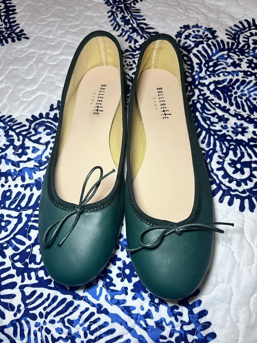 BallereTTe Rome Colonna ballet flats in bottle green leather